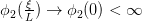 ϕ2(-ξ) → ϕ2(0) < ∞
   L 