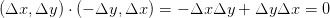 (Δx, Δy ) ⋅ (− Δy, Δx ) = − Δx Δy + Δy Δx  = 0  