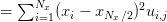    ∑
=    Nix=1(xi − xNx∕2)2ui,j  