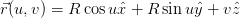 ⃗r(u,v ) = R cosuˆx + R sin uˆy + vˆz  