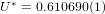 U ∗ = 0.610690(1)  