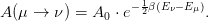                   − 1β(E −E )
A(μ →  ν) = A0 ⋅ e 2   ν  μ .
