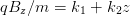 qB  ∕m =  k +  k z
   z       1    2  