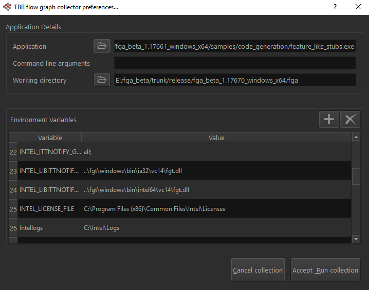 collector preferences dialog