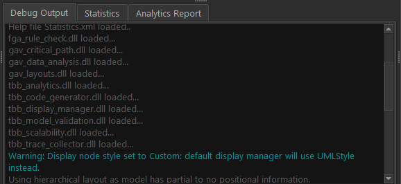 debug output tab