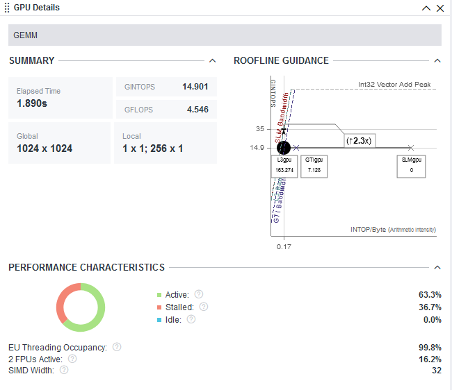 GPU Roofline Insights interactive HTML report now includes GPU Details pane