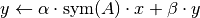 y \leftarrow \alpha\cdot \text{sym}(A)\cdot x + \beta \cdot y