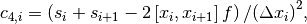 c_{4,i} = \left( s_i + s_{i+1} - 2\left[ x_i, x_{i+1} \right]f \right) / {\left( \Delta x_i \right)}^2,