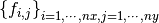 \left\{ f_{i,j} \right\}_{i=1,\cdots,nx, j=1,\cdots,ny}