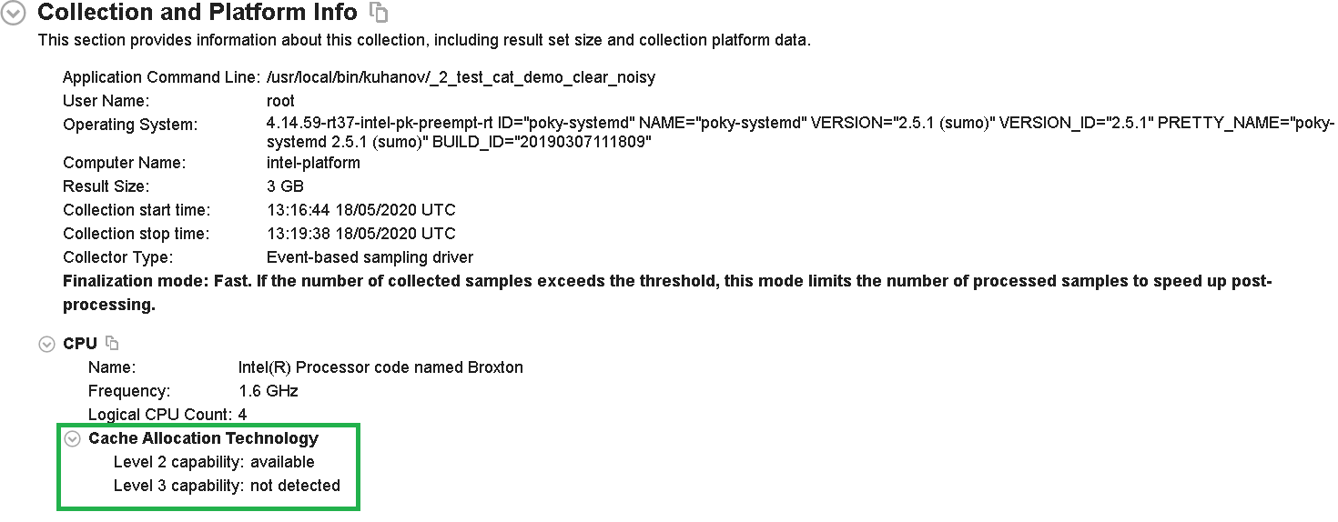 Collection and Platform Info