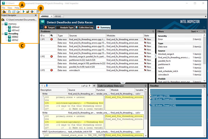 Intel Inspector standalone GUI
