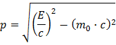 simple relativistic relationsip between energy, momentum and mass